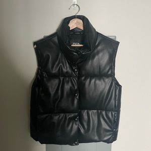 Zara Faux Leather Puffer Vest